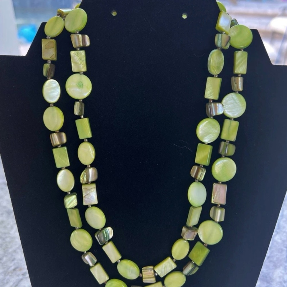 Olive Green Beaded Necklace. Stylish. Beautiful Costume Jewelry